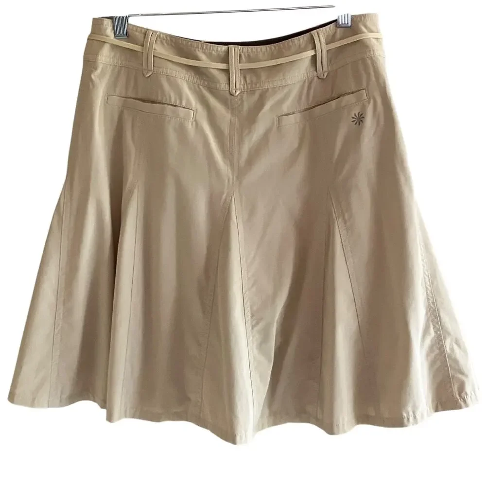 Athleta Whatever Pleated Skort Skirt w/Shorts Khaki Tan Tie Belt 8 Tennis - Picture 10 of 10